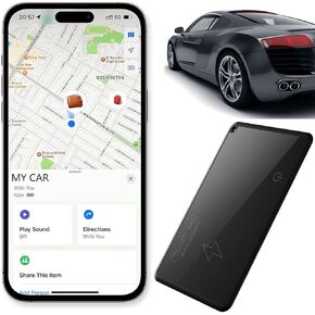 GPS Tracker for Vehicles Wallet Tracker Card - Wireless Charging Wallet Finder, Compatible with Apple Find My (iOS), Item Tracker for Wallets, Luggage, Phones, Passports & More, IP67 Waterproof