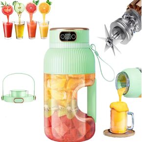 2024 New Portable Juicer Blender with Digital Display, Multifunctional Travel Cup for Shakes & Smoothies, Compact Design,Personal Blende for Shakes, Type-C USB Rechargeable (Green)