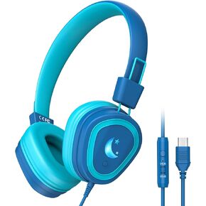 USB Type C Kids Headphones with MIC,Type C Wired School Headphones with Volume Limiter 85/94dB,Over-Ear Headphones,Boys&Gilrs Headphones Compatible with Samsung/iPhone/iPad for Travel/School/Tablet in Kuwait
