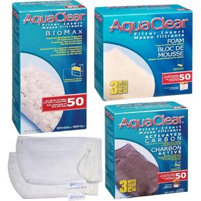 AquaClear 50 HOB Maintenance & Replacement Filter Media Kit, Including Gokul Brands Mesh Bags(AquaClear Activated Carbon, BioMax Media, Filter Foam Insert)