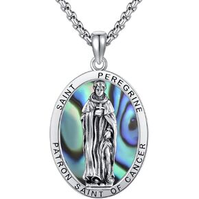 YAFEINI Sterling Silver Santa Muerte/St Peregrine/Hecate/Goddess/Virgin Mary/St Christopher/St Michael/St Jude Necklace Religious Jewelry Gifts for Women Men Unisex