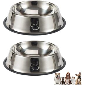 2 Pieces Cat Bowls Stainless Steel Cat Feeding Bowls Non-slip Cat Food Bowls for Small Pet Cats and Dogs