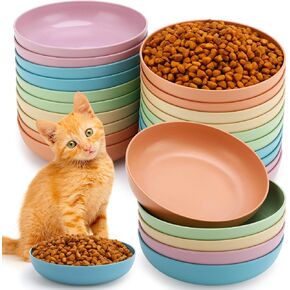 20 Pcs Whisker Fatigue Cat Bowl, 5.5 Inch Cat Food Plates Plastic Shallow Cat Food Dishes for Wet Food Flat Food Bowl Set for Kitten Short Legged Cat
