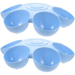 POPETPOP 2pcs Cat Food Water Bowls Plastic Dog Cat Feeder Bowls Multi-cat Feeder 6-Meal Kitten Food Dishes Petals Shaped Cat Bowls Dog Food Bowl Blue