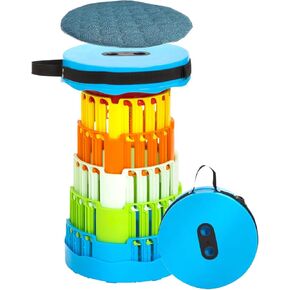 Portable Folding Stool, Telescopic Travel Folding Camping Chair, Adjustable Height, Used for Fishing, Hiking, Picnic Outdoor Activities (Black) (Colorful Blue)
