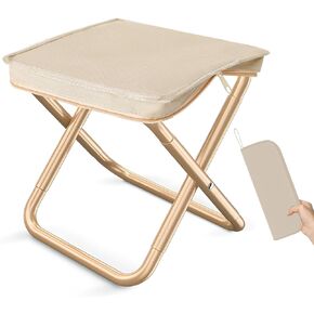 Folding Camping Stool, Portable Folding Zip Packed Stool, Portable Stool for Camping,Outdoor Chair Foot Rest, Load 265lbs, for Picnic, Camping, Fishing, Outing, Traveling, Beach(Khaki)