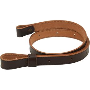 Rifle Leather Sling 1 inch Brown Wide Vintage Crazy Horse Stitched Adjustable Strap