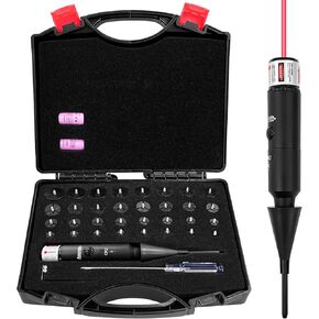Professional Laser Bore Sight Kit with 32 Bore Adapters, fit .17 to 12GA Calibers, Bright Red/Green Laser Bore Sighter with Button Switch, Powerful Hunting Equipment