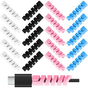 20PCS Spiral Charger Cable Protector, 4 Color Silicone Charger Protector Cable Saver for Phone Charger & Highly Flexible Silicone Charging Cable Protector for Cords Fit for All Phone