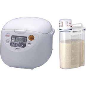 Zojirushi NS-WAC18-WD 10 أكواب (غير مطبوخة) جهاز طهي الأرز ميكوم وحزمة التدفئة مع حاوية الأرز (2 قطعة) in Kuwait