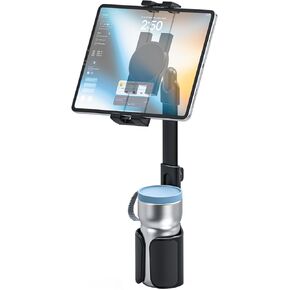 Car Cup Holder Tablet Mount for 4.7"-13" Phone & iPad - Car Tablet Cup Stand Expander with Height Adjustable Arm Fit for Truck/SUV/Automobile, Compatible with iPad Pro/Air/Mini, Galaxy Tab, iPhone
