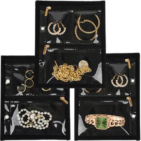 Travel Jewelry Organizer Case,Small Jewelry Bags Jewelry Storage Book Binder with Clear Zipper Velvet Pouch for Traveling,Earrings, Rings, Necklace, Bracelet