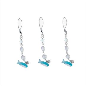 3 Pcs Light Blue Ocean Shell Phone Chain Strap Fish Charm Star Beaded Car Keychain Phone Lanyard Acrylic Keyring Bag Pendant Gift，Cell Phone Charms Décor