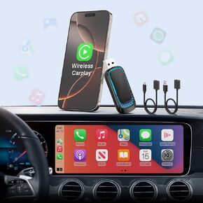 Mini Wireless Carplay Adapter for iPhone, 2024 Upgrade USB CarPlay Wireless Stick, Convert Wired to Wireless Apple Car Play Adapter, Carplay Dongle for Cars from 2016 & iPhone iOS 10+, Plug and Play