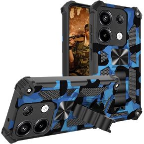 Ysnzaq Camo Case for Xiaomi Redmi Note 13 4G (Not 5G), Military Grade Shockproof Protective Phone Case with Kickstand for Redmi Note 13 4G MC Navy Blue