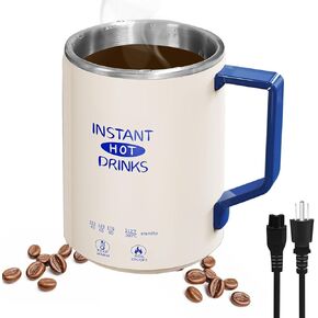 Self-Heating Coffee Mug(10.5 OZ), 4 Temperature Options, 6 Hours Smart Electric Thermal Mug, Keeps Liquids Warm or Boiling Water, Auto Stop, 300W Faster Heating