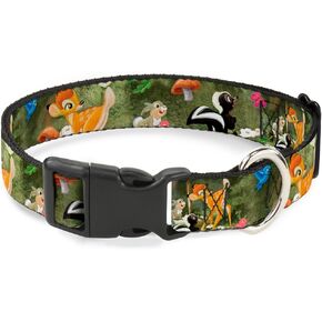 Buckle-Down Bambi & Friends Scene Plastic Clip Collar, Narrow Medium/7-13"