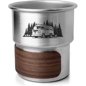 Funny Stainless Steel Camping Coffee Cup for Camping Lover, Campfire, Outdoor Camping Mug for Early Morning Coffee Cold Beverages, Portable Camping Hiking Backpacking Travel Cup 9.5oz(280ml)