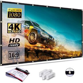 JIFAR 120 inch Projection Screen,16:9 Foldable Anti-Crease Portable Projector Movies Screen Indoor Outdoor Projection Double Sided Video Projector Screen for Home,Party,Office,Classroom