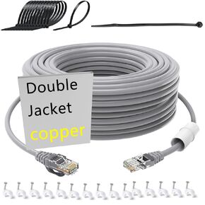 (OFC)Cat 6 Outdoor Ethernet Cable 100 ft,HDPE Double Jacket High Speed Heavy Duty Sturdy Waterproof Direct Internet Network Cable 100+ ft long ethernet cable POE Cable 5e RJ45 LAN Patch 30m 1 PCS