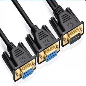 RS232 DB9 Splitter Cable - 1 to 2 COM Port Adapter Pure Copper Dual Shielded (One Male to Two Female, 1 Meter)