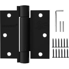 2 Pack Self Closing Door Hinges 3.5 inch Oil Rubbed Bronze Door Hinges Spring Loaded Auto Close Hinges Square Corners Adjustable Tension for Interior Door 3 1/2 Auto Self-Closing Hinge