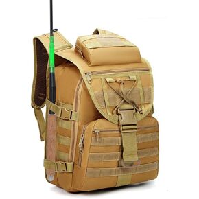 Fishing Tackle Backpack with Rod Gear Rack - Lightweight, Waterproof & Arrow Fish Tactical Bag for Fishing, Hiking,Camping, Hunting | Shoulder Storage Bag Travel Backpack Large Capacity Laptop Bag