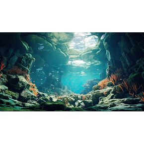Aquarium Background Ocean Floor Fish Tank Background Underwater Coral Reef Stone Aquarium Backdrop Under Water Seaweed Background Cave Sunlight Backdrop Decoration Backdrops Vinyl 36x20in