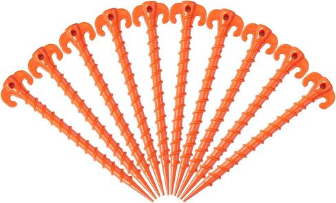 4/8/10 Pack Outdoor Tent Stakes, Canopy Stakes, Camping Stakes, Beach Tent Stakes Heavy Duty Screw Shape -7.9/10inch in Saudi Arabia