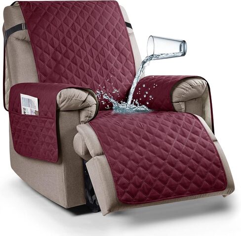 Ruaozz 100% Waterproof Recliner Chair Cover Non-Slip Reclining Cover for Recliner Chair Washable Chair Seat Cover with Elastic Straps for Kids, Dogs, Pets (Light Brown, 23'') in Saudi Arabia
