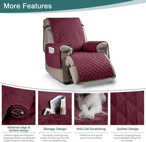 Ruaozz 100% Waterproof Recliner Chair Cover Non-Slip Reclining Cover for Recliner Chair Washable Chair Seat Cover with Elastic Straps for Kids, Dogs, Pets (Light Brown, 23'') in Saudi Arabia