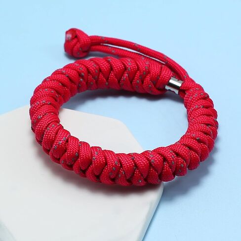 LAMIBEE Reflective Survival Paracord Bracelet Handmade for Camping and Hiking, Military Durable, Resizable 7-10 Inches, 550 lbs Strength in Kuwait