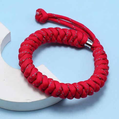 LAMIBEE Reflective Survival Paracord Bracelet Handmade for Camping and Hiking, Military Durable, Resizable 7-10 Inches, 550 lbs Strength in Kuwait