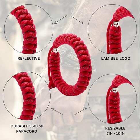 LAMIBEE Reflective Survival Paracord Bracelet Handmade for Camping and Hiking, Military Durable, Resizable 7-10 Inches, 550 lbs Strength in Kuwait