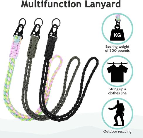 3 قطعة سلسلة المفاتيح الثقيلة Paracord اسهم الحبل للمفاتيح ، حبل المظلة للهاتف صافرة مفاتيح الكاميرا ID شارات المحفظة in Kuwait