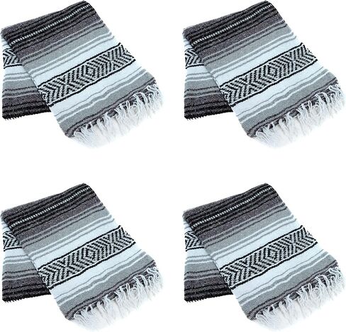 La Montana Bulk Falsa Mexican Blanket, 4 Pack, Cobalt Blue/Light Blue/White in Saudi Arabia