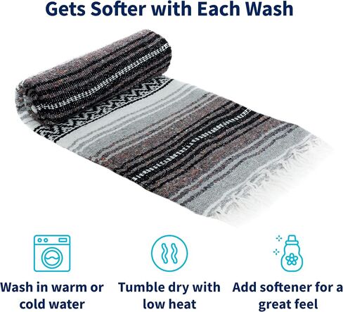 La Montana Bulk Falsa Mexican Blanket, 4 Pack, Cobalt Blue/Light Blue/White in Saudi Arabia