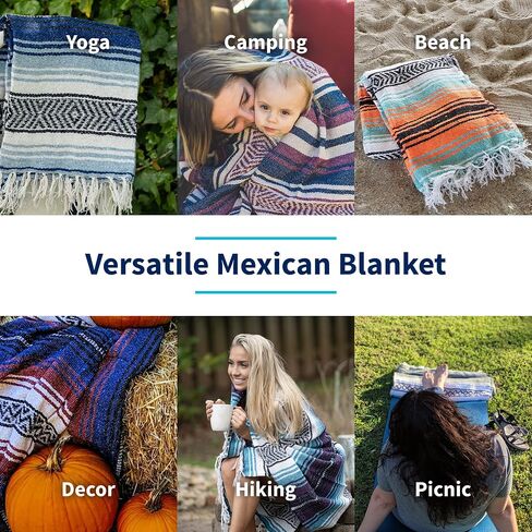 La Montana Bulk Falsa Mexican Blanket, 4 Pack, Cobalt Blue/Light Blue/White in Saudi Arabia