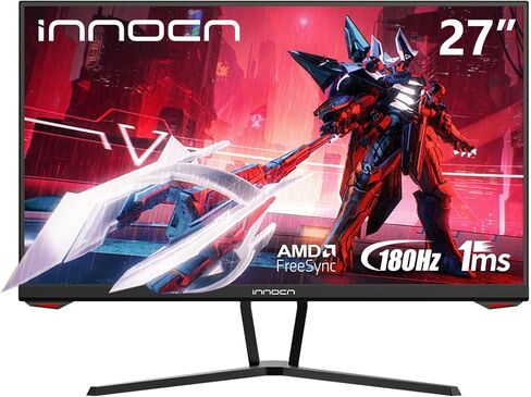 شاشة ألعاب كمبيوتر INNOCN مقاس 27 بوصة 1920 × 1080 بكسل 180 هرتز IPS، 1 مللي ثانية، شاشة كمبيوتر HDMI DisplayPort متوافقة مع G-Sync، رفيعة جدًا، خالية من الوميض، العناية بالعين، قابلة للتركيب على VESA، أسود in Saudi Arabia