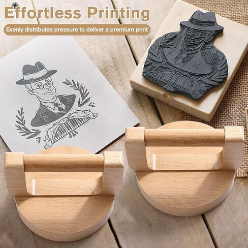 Dunkive 1 Pack Bamboo and Wood Baren for Printmaking, Smooth Varnished Bottom for Even Pressure, Ergonomic Handle for Comfortable Use, Ideal for Block Printing, Linocut, Crafting, Scrapbooking in Saudi Arabia