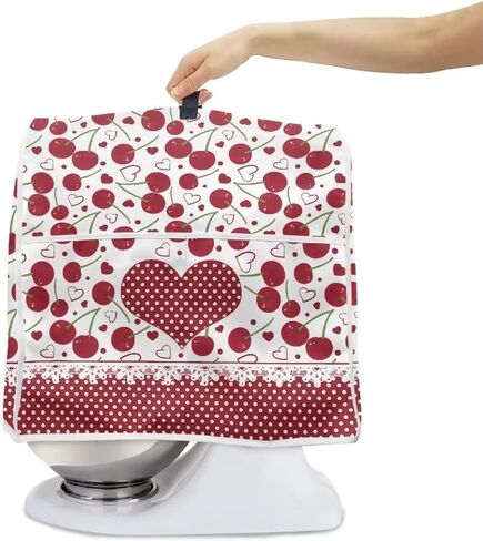 Cherry Kitchen Aid Mixer Cover Stand Mixer Cover Compatible 4.5-5 Quart(14.9"H x10.8"W x14.5"L) Lace Printing Mixers Kitchen Aid Mixer Accessories With Pockets in Saudi Arabia