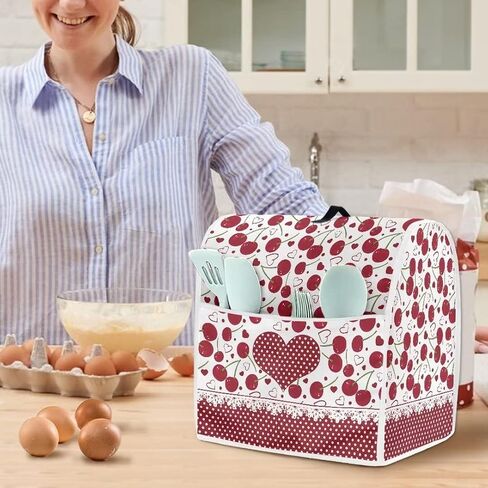 Cherry Kitchen Aid Mixer Cover Stand Mixer Cover Compatible 4.5-5 Quart(14.9"H x10.8"W x14.5"L) Lace Printing Mixers Kitchen Aid Mixer Accessories With Pockets in Saudi Arabia
