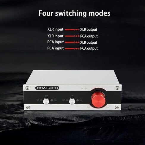 HiFi 2-IN-2-OUT XLR Balanced/RCA Converter Audio Selector Splitter Box Fully Balanced Passive Preamp XLR to RCA Switch with Volume Controller, Black in Saudi Arabia