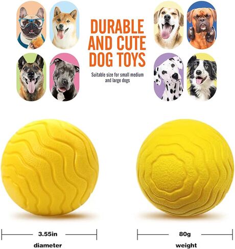 通用 Tough Dog Ball,Large Dog Balls for Aggressive chewers,Indestructible Tennis Ball for Medium Dog,Floating on Water Interactive Dog Toys Ball,Herding Ball for Dog(3.55in) 2pcs in Saudi Arabia