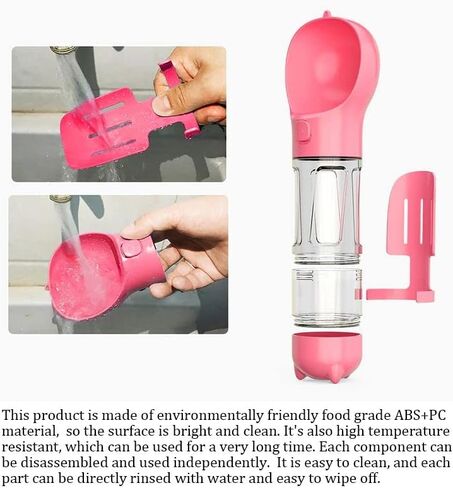 4in1 Dog Water Bottle, Portable Pet Water Bottle for Dogs, Leak Proof Dog Travel Water Bottle Dispenser for Outdoors, Hiking, with Food Container, Poop Bag, and Shovel Pet Gift (10oz Green) in Saudi Arabia