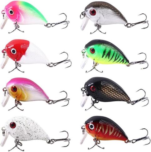 Jerkbait العائمة الطعم الثابت 8PCS البلاستيك Crankbait محاكاة الصيد السحر الصيد الطعم مع هوك العائمة الطعم الثابت المتذبذب إغراء صيد السمك in Saudi Arabia