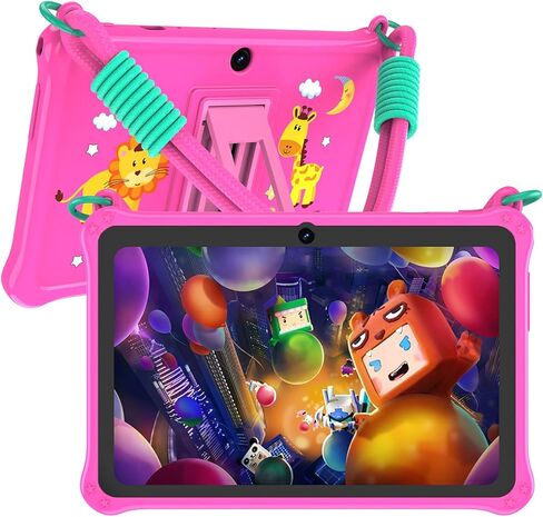 PRITOM Lanyard Kids Tablet 7 inch, 32GB Toddler Tablet Android 13 with WiFi, Dual Camera, Education, Games, Kids Software Pre-Installed, Parental Control, Blue in Kuwait