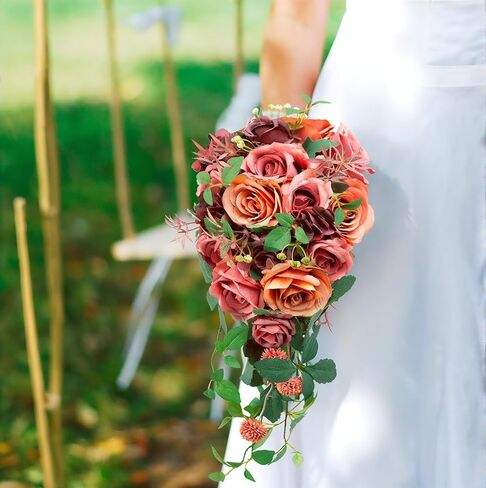 Rose Wedding Bouquets for Bride Cascading 9.6 Inch Bridal Bouquet Bride Bouquets for Wedding, for Wedding Ceremony and Anniversary in Saudi Arabia