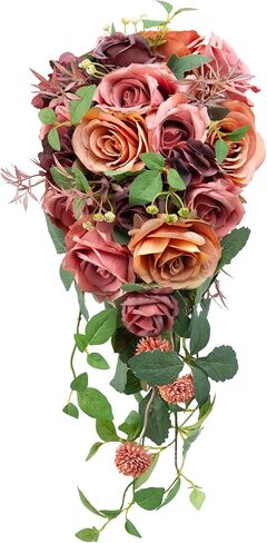 Rose Wedding Bouquets for Bride Cascading 9.6 Inch Bridal Bouquet Bride Bouquets for Wedding, for Wedding Ceremony and Anniversary in Saudi Arabia