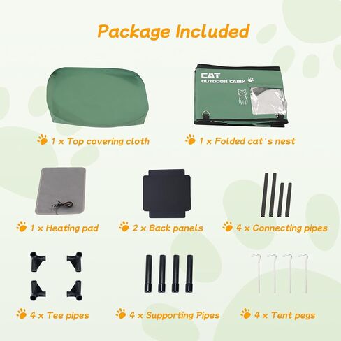 بيت القطط المُدفأ، تدفئة قابلة للتعديل على 3 مستويات USB وبابين للهروب، مأوى للقطط مقاوم للماء ومقاوم للطقس للشتاء داخليًا وخارجيًا، أخضر (17 × 13 × 16 بوصة) in Kuwait